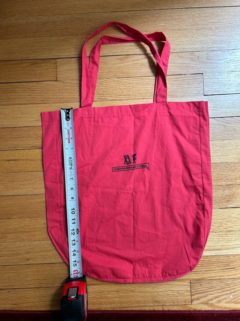 Fashion Brand Company Bright Red Canvas Tote with Logo